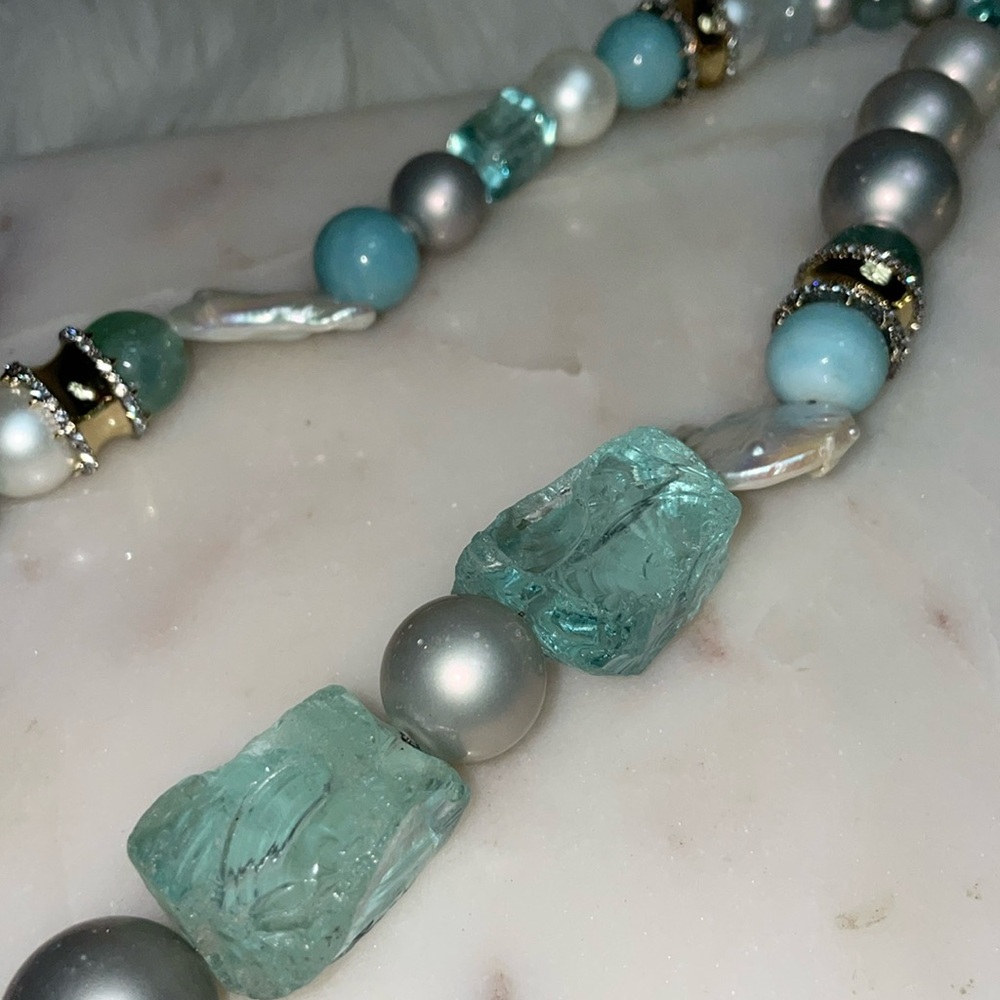 🩵HP 🐳 RARE! ALEXIS BITTAR LARGE BAUBLE NECKLACE Freshwater Pearl Statement Piece - Picture 10 of 11